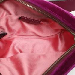 Pre Owned Gucci Purple Matelassé Velvet Mini GG Marmont Belt Bag