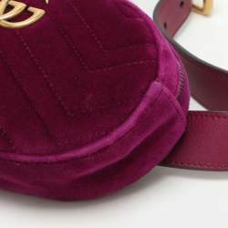 Pre Owned Gucci Purple Matelassé Velvet Mini GG Marmont Belt Bag