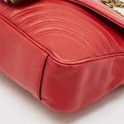Gucci Red Matelasse Leather Medium GG Marmont Shoulder Bag