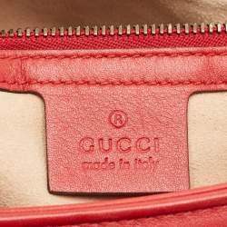 Gucci Red Matelasse Leather Medium GG Marmont Shoulder Bag