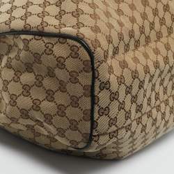 Pre Owned Gucci Black/Beige GG Canvas and Leather Large Sukey Tote