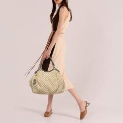 Pre Owned Gucci Black/Beige GG Canvas and Leather Large Sukey Tote