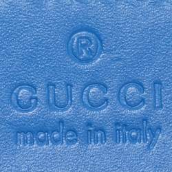 Pre Owned Gucci Blue/Beige GG Canvas and Leather Medium Sukey Tote