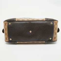 Pre Owned Gucci Beige/Brown GG Crystal Canvas and Leather Princy Boston Bag