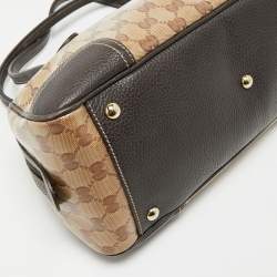 Pre Owned Gucci Beige/Brown GG Crystal Canvas and Leather Princy Boston Bag
