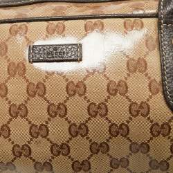 Pre Owned Gucci Beige/Brown GG Crystal Canvas and Leather Princy Boston Bag