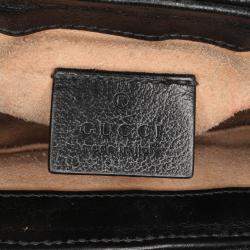 Gucci Beige/Black GG Marmont Matelasse Canvas Top Handle Bag