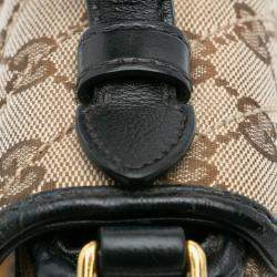 Gucci Beige/Black GG Marmont Matelasse Canvas Top Handle Bag