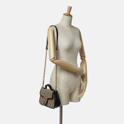 Gucci Beige/Black GG Marmont Matelasse Canvas Top Handle Bag