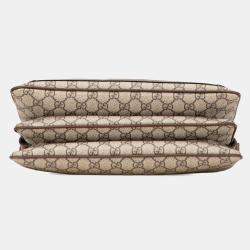 Pre Owned Gucci Beige Medium GG Supreme Ophidia Crossbody