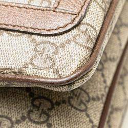 Pre Owned Gucci Beige Medium GG Supreme Ophidia Crossbody