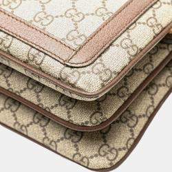 Pre Owned Gucci Beige Medium GG Supreme Ophidia Crossbody