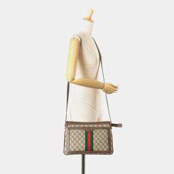 Pre Owned Gucci Beige Medium GG Supreme Ophidia Crossbody