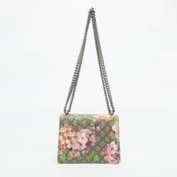 Pre Owned Gucci Beige/Maroon GG Supreme Blooms Canvas and Suede Mini Dionysus Shoulder Bag