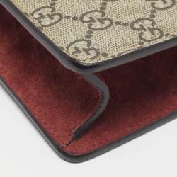Pre Owned Gucci Beige/Maroon GG Supreme Blooms Canvas and Suede Mini Dionysus Shoulder Bag