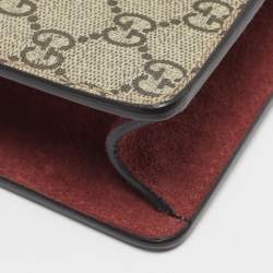 Pre Owned Gucci Beige/Maroon GG Supreme Blooms Canvas and Suede Mini Dionysus Shoulder Bag