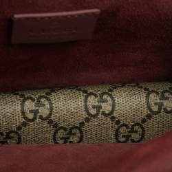 Pre Owned Gucci Beige/Maroon GG Supreme Blooms Canvas and Suede Mini Dionysus Shoulder Bag