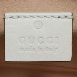 Pre Owned Gucci Off White Matelassé Leather Super Mini GG Marmont Shoulder Bag
