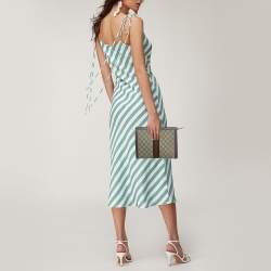 Pre Owned حقيبة كلتش غوتشي أوفيديا قماش GG سوبريم بيج/بنية وجلد