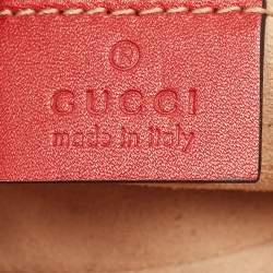 Pre Owned Gucci Red Matelassé Leather Mini GG Marmont Belt Bag
