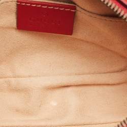 Pre Owned Gucci Red Matelassé Leather Mini GG Marmont Belt Bag