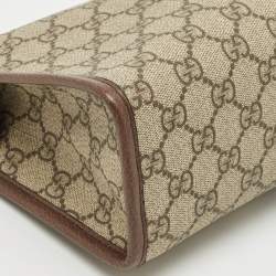 Pre Owned Gucci Beige/Brown GG Supreme Canvas and Leather Medium Ophidia Pouch