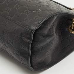 Pre Owned Gucci Black Guccissima Leather Large Emily Chain Shoulder Bag