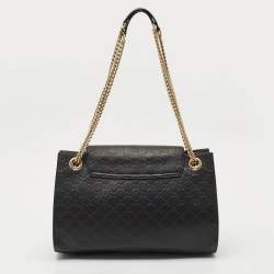 Pre Owned Gucci Black Guccissima Leather Large Emily Chain Shoulder Bag