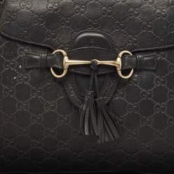 Pre Owned Gucci Black Guccissima Leather Large Emily Chain Shoulder Bag