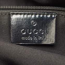 Pre Owned Gucci Black/Beige GG Canvas/Patent Leather Medium Full Moon Tote