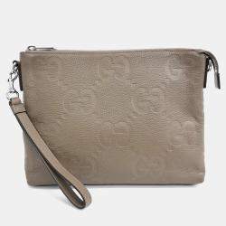 Gucci Beige Leather Jumbo GG Clutch