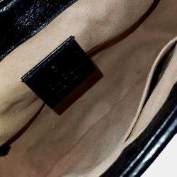 Pre Owned Gucci Brown Leather GG Marmont Mini Top Handle Bag