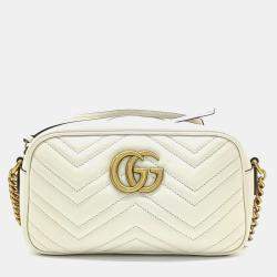 Gucci White Leather Marmont Crossbody Bag