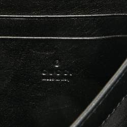 Pre Owned Gucci Black Matelassé Leather GG Marmont Wallet on Chain