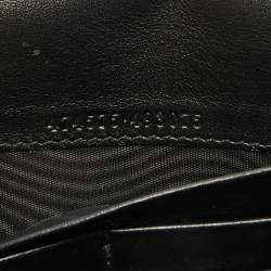 Pre Owned Gucci Black Matelassé Leather GG Marmont Wallet on Chain
