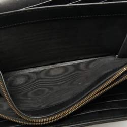 Pre Owned Gucci Black Matelassé Leather GG Marmont Wallet on Chain