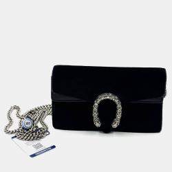 Pre Owned Gucci Dionysus Black Velvet Super Mini Shoulder Bag