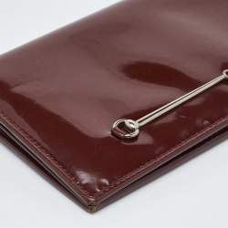Pre Owned Gucci Brown Patent Leather Horsebit Slim Continental Wallet