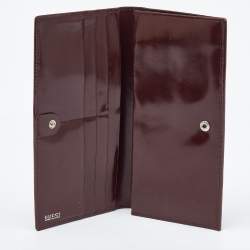 Pre Owned Gucci Brown Patent Leather Horsebit Slim Continental Wallet