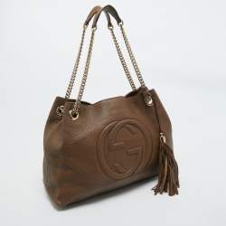 Pre Owned Gucci Brown Leather Medium Soho Chain Shoulder Bag