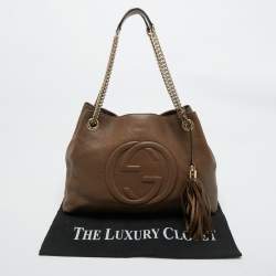 Pre Owned Gucci Brown Leather Medium Soho Chain Shoulder Bag