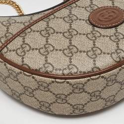 Pre Owned Gucci Beige/Ebony GG Supreme Canvas Mini Ophidia Shoulder Bag