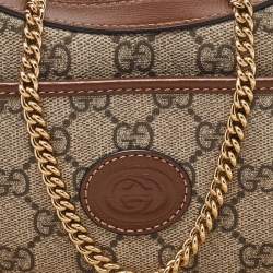 Pre Owned Gucci Beige/Ebony GG Supreme Canvas Mini Ophidia Shoulder Bag