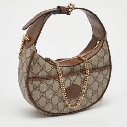 Pre Owned Gucci Beige/Ebony GG Supreme Canvas Mini Ophidia Shoulder Bag