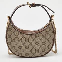 Pre Owned Gucci Beige/Ebony GG Supreme Canvas Mini Ophidia Shoulder Bag