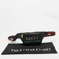 Pre Owned Gucci Black Leather Vintage Logo Web Belt Bag