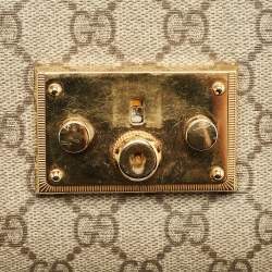 Pre Owned Gucci Beige/Black GG Supreme Canvas and Leather Medium Padlock Shoulder Bag