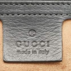 Pre Owned Gucci Beige/Black GG Supreme Canvas and Leather Medium Padlock Shoulder Bag