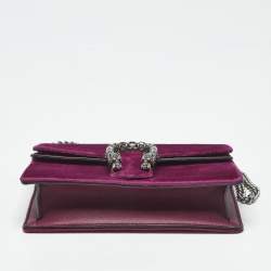 Pre Owned Gucci Purple Velvet and Leather Super Mini Dionysus Crystals Shoulder Bag