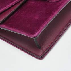 Pre Owned Gucci Purple Velvet and Leather Super Mini Dionysus Crystals Shoulder Bag